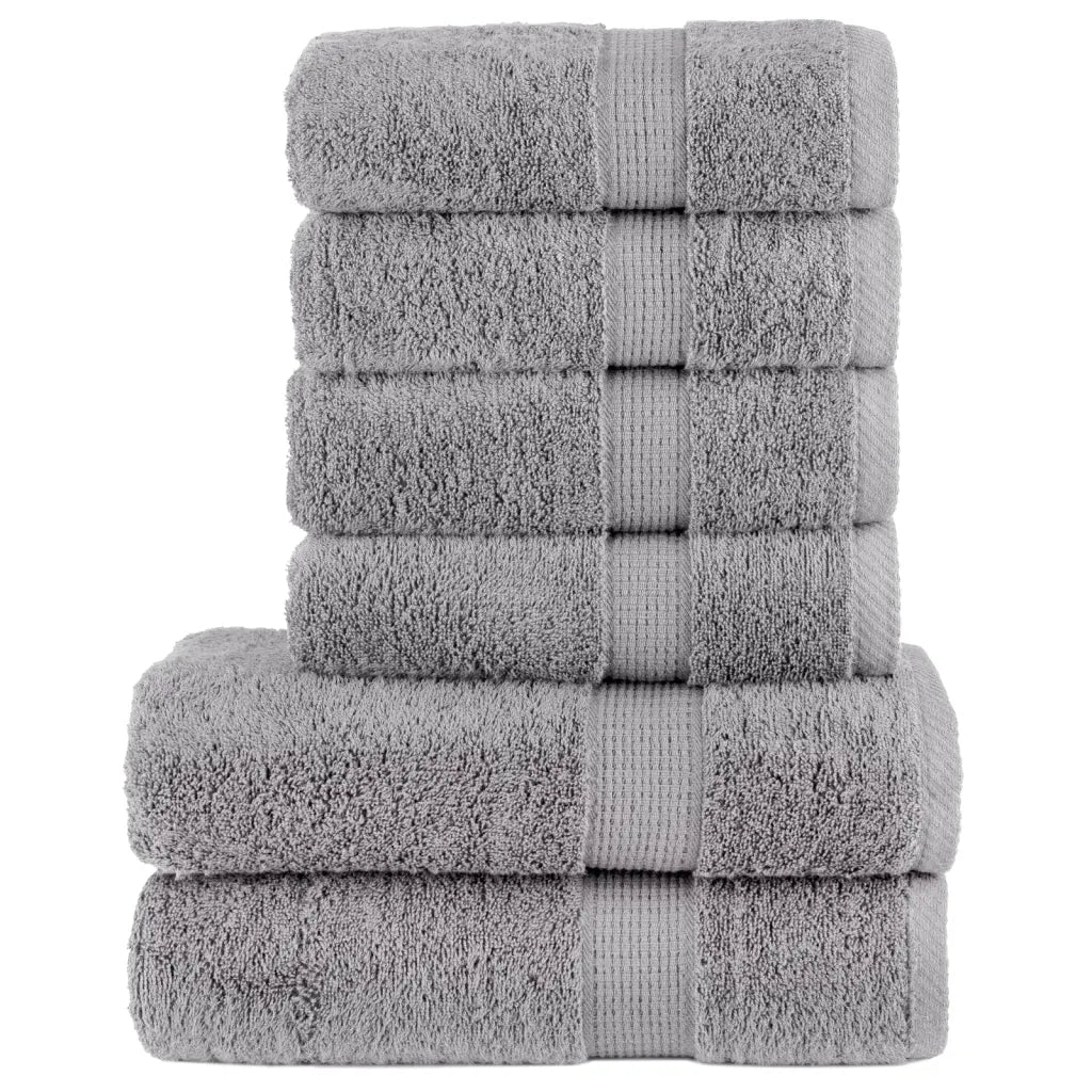 6pcs Conjunto toalhas banho premium SOLUND 600 gsm cinza