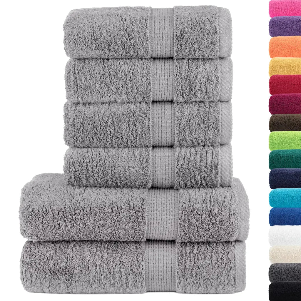 6pcs Conjunto toalhas banho premium SOLUND 600 gsm cinza