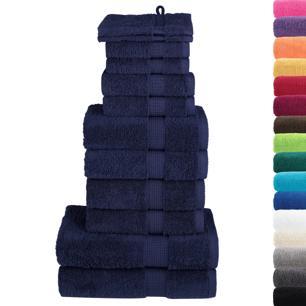 12pcs Conjunto toalha premium SOLUND 600 gsm -marinho