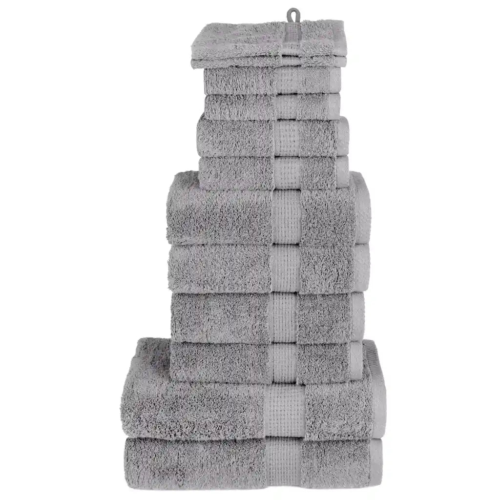 12pcs Conjunto toalhas banho premium SOLUND 600 gsm cinza