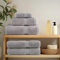 12pcs Conjunto toalhas banho premium SOLUND 600 gsm cinza
