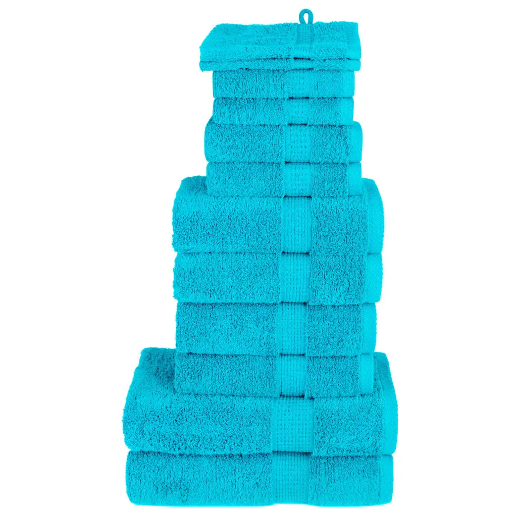 12pcs Conjunto toalhas banho premium SOLUND 600 gsm turquesa