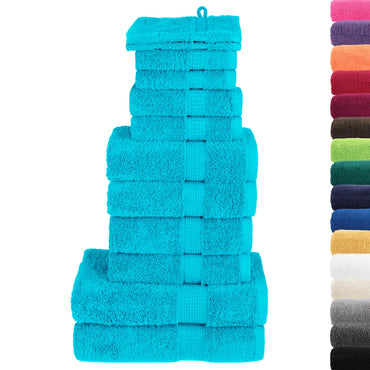 12pcs Conjunto toalhas banho premium SOLUND 600 gsm turquesa