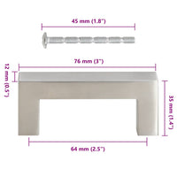 vidaXL Puxadores para móveis 10 pcs 64 mm aço inoxidável prateado