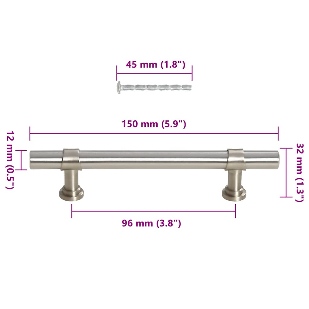 vidaXL Puxadores para móveis 10 pcs 96 mm aço inoxidável prateado