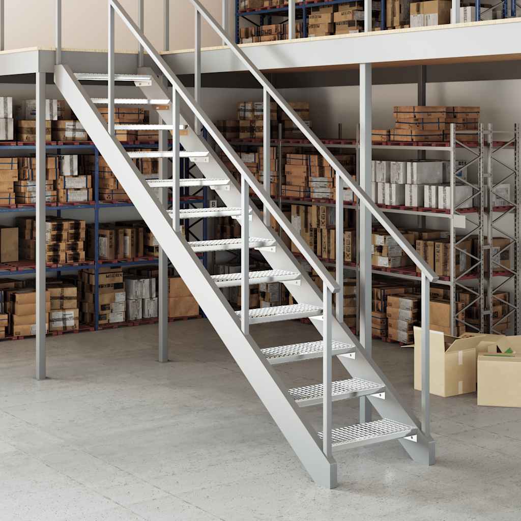 vidaXL Degrau em grade 60x24x7 cm aço galvanizado