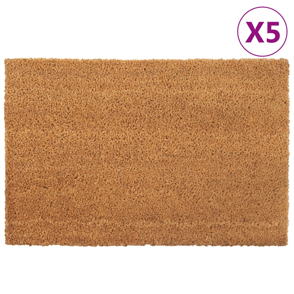 vidaXL Tapetes porta 5 pcs 40x60 cm fibra de coco tufada natural