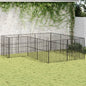 Parque para cães com 12 painéis aço galvanizado preto