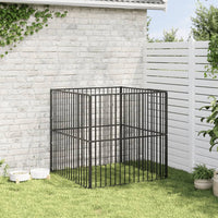 vidaXL Parque para cães com 4 painéis aço galvanizado preto