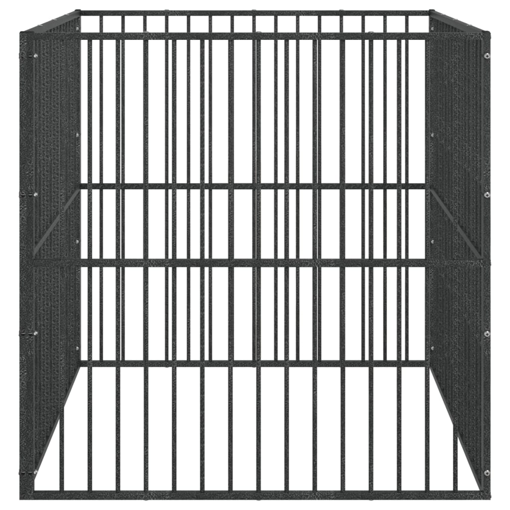 vidaXL Parque para cães com 4 painéis aço galvanizado preto