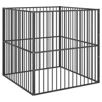 vidaXL Parque para cães com 4 painéis aço galvanizado preto