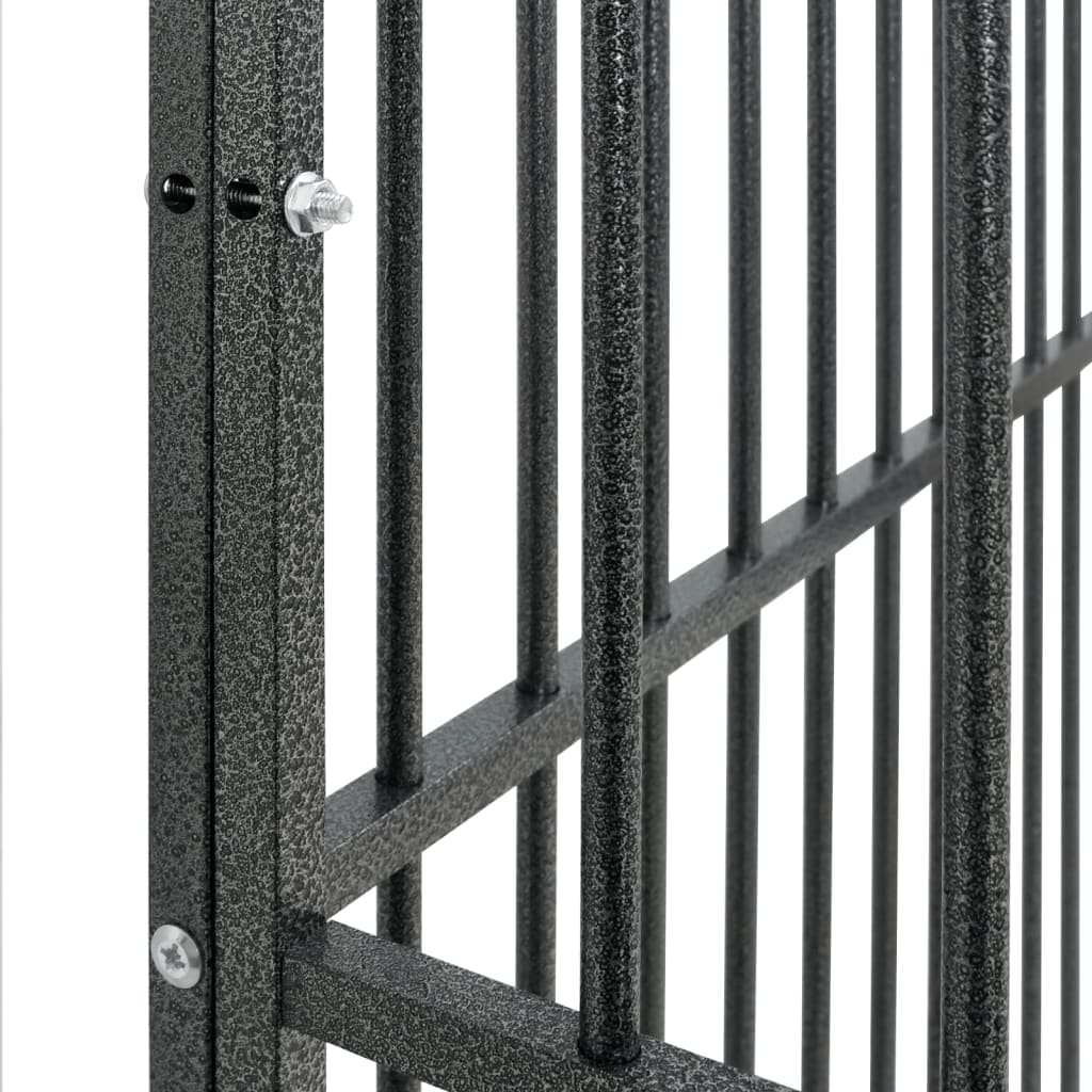 vidaXL Parque para cães com 4 painéis aço galvanizado preto