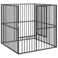 vidaXL Parque para cães com 4 painéis aço galvanizado preto