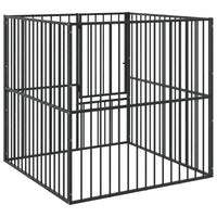 vidaXL Parque para cães com 4 painéis aço galvanizado preto