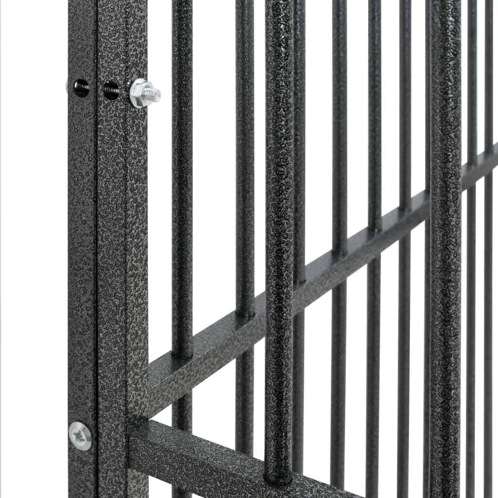 vidaXL Parque para cães com 4 painéis aço galvanizado preto