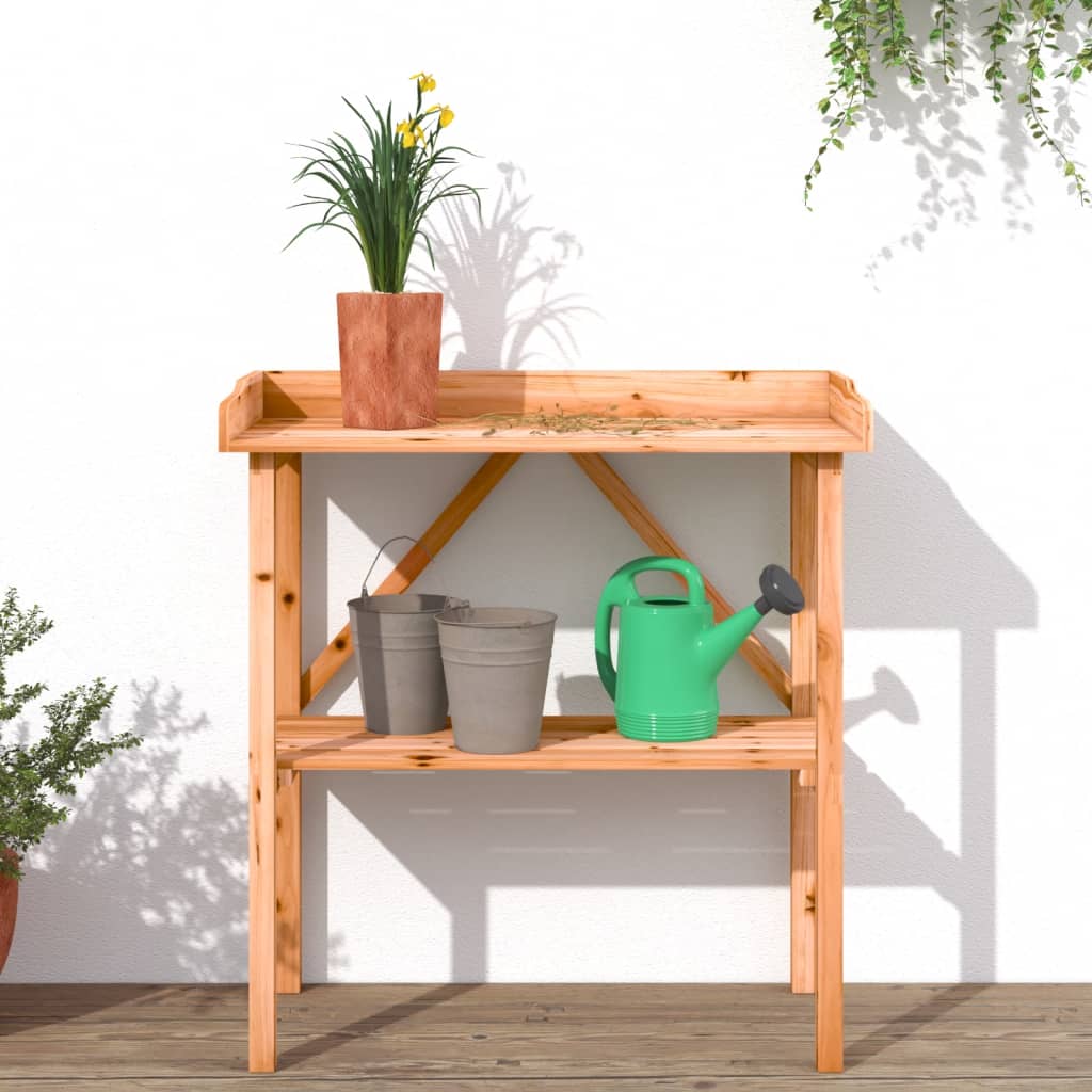 vidaXL Mesa apoio p/ plantas c/ prateleira 78x38x82,5cm abeto castanho