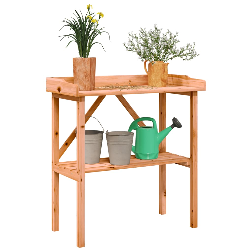 vidaXL Mesa apoio p/ plantas c/ prateleira 78x38x82,5cm abeto castanho