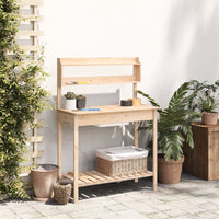 vidaXL Mesa de cultivo com pia 147,5x44x139,5 cm abeto maciço