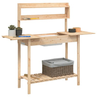 vidaXL Mesa de cultivo com pia 147,5x44x139,5 cm abeto maciço