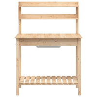 vidaXL Mesa de cultivo com pia 147,5x44x139,5 cm abeto maciço