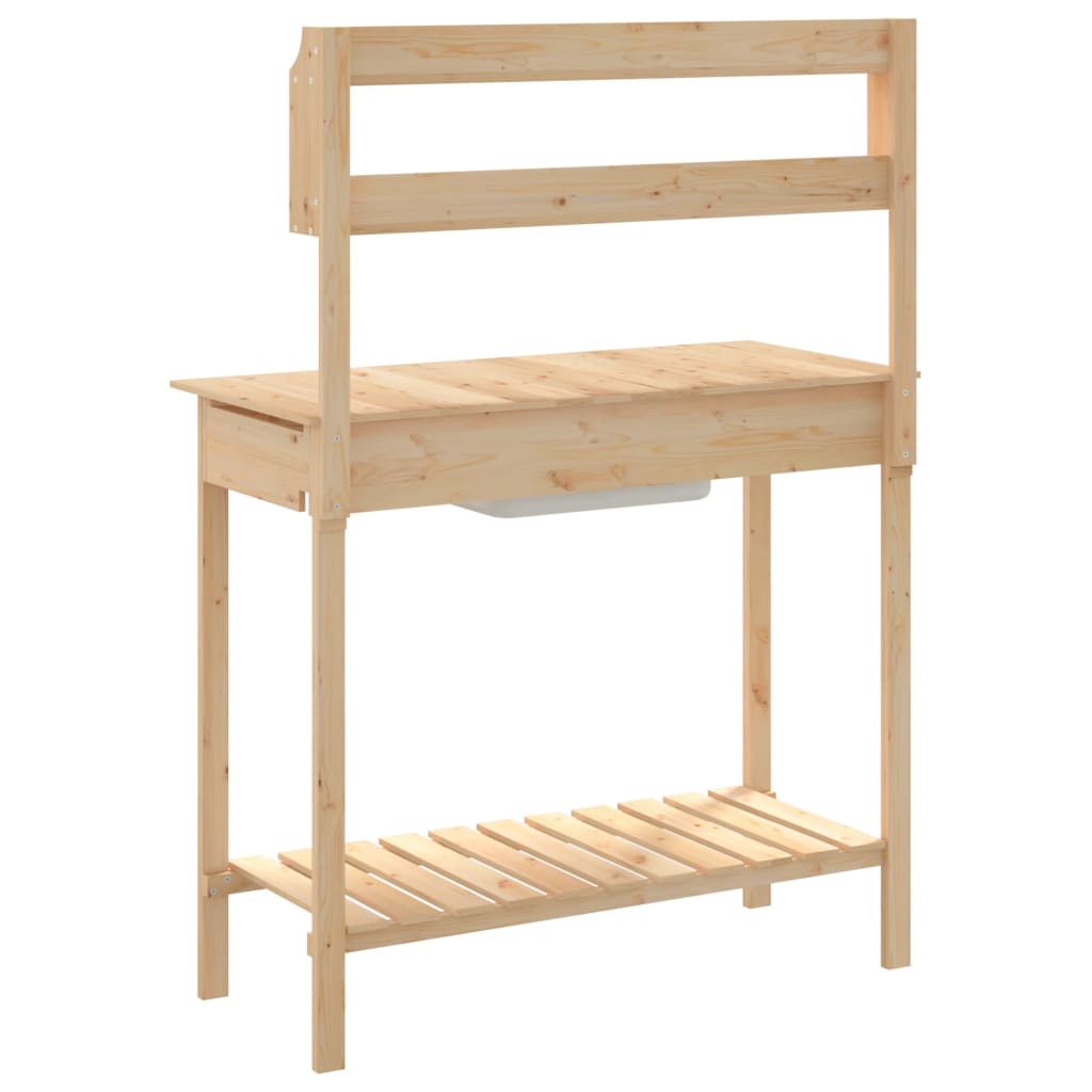 vidaXL Mesa de cultivo com pia 147,5x44x139,5 cm abeto maciço
