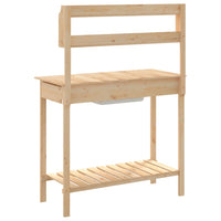 vidaXL Mesa de cultivo com pia 147,5x44x139,5 cm abeto maciço
