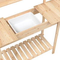 vidaXL Mesa de cultivo com pia 147,5x44x139,5 cm abeto maciço