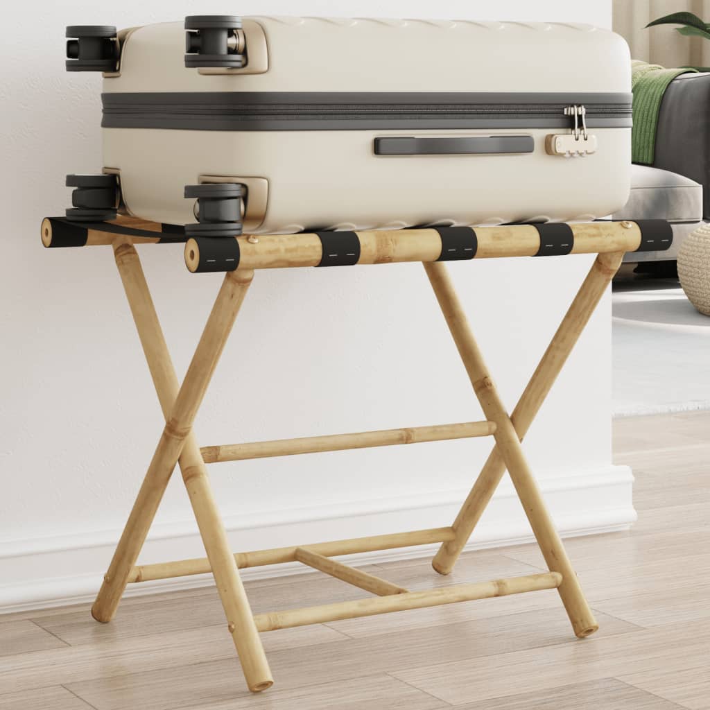 vidaXL Suporte de bagagem dobrável 62x42x50,5 cm bambu