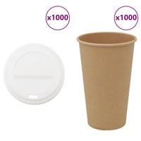 vidaXL Copos de café de papel com tampas 1000 pcs 16oz 400ml