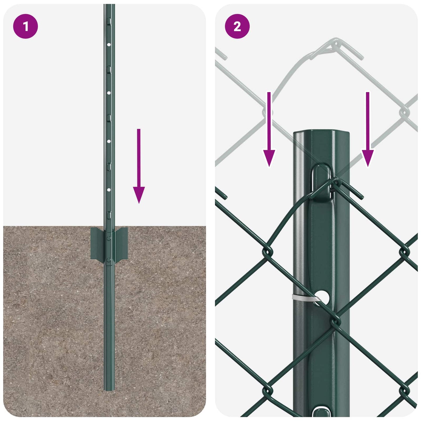 vidaXL Cerca com Poste Verde 0,4 x 10 m Aço e PVC