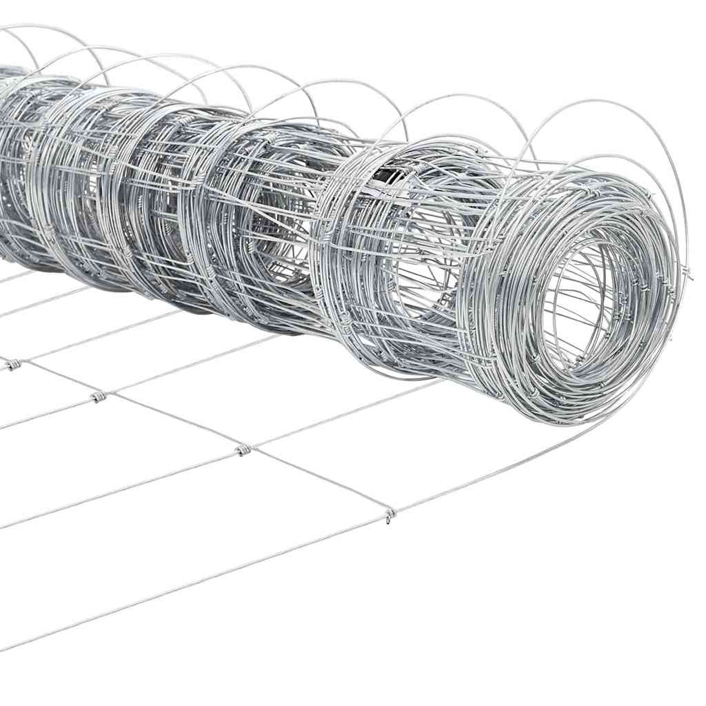 vidaXL Cerca com Poste Prateado 0,8 x 25 m Aço