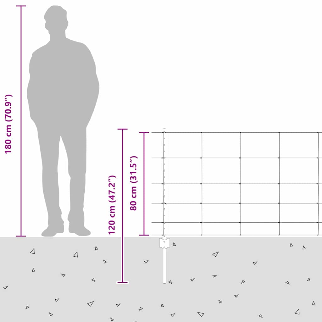 vidaXL Cerca com Poste Prateado 0,8 x 25 m Aço