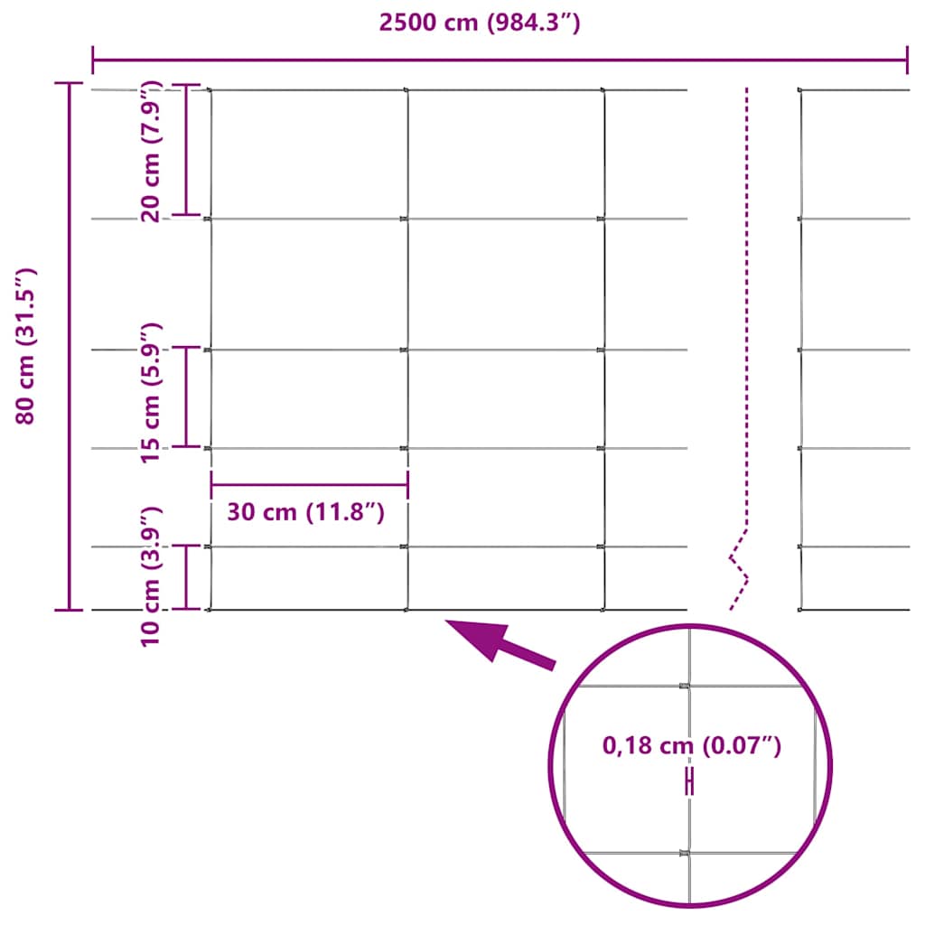 vidaXL Cerca com Poste Prateado 0,8 x 25 m Aço
