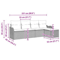 vidaXL Conjunto de Sofá de Jardim Preto vime PE