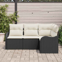 vidaXL Conjunto de Sofá de Jardim 4 pcs Preto vime PE