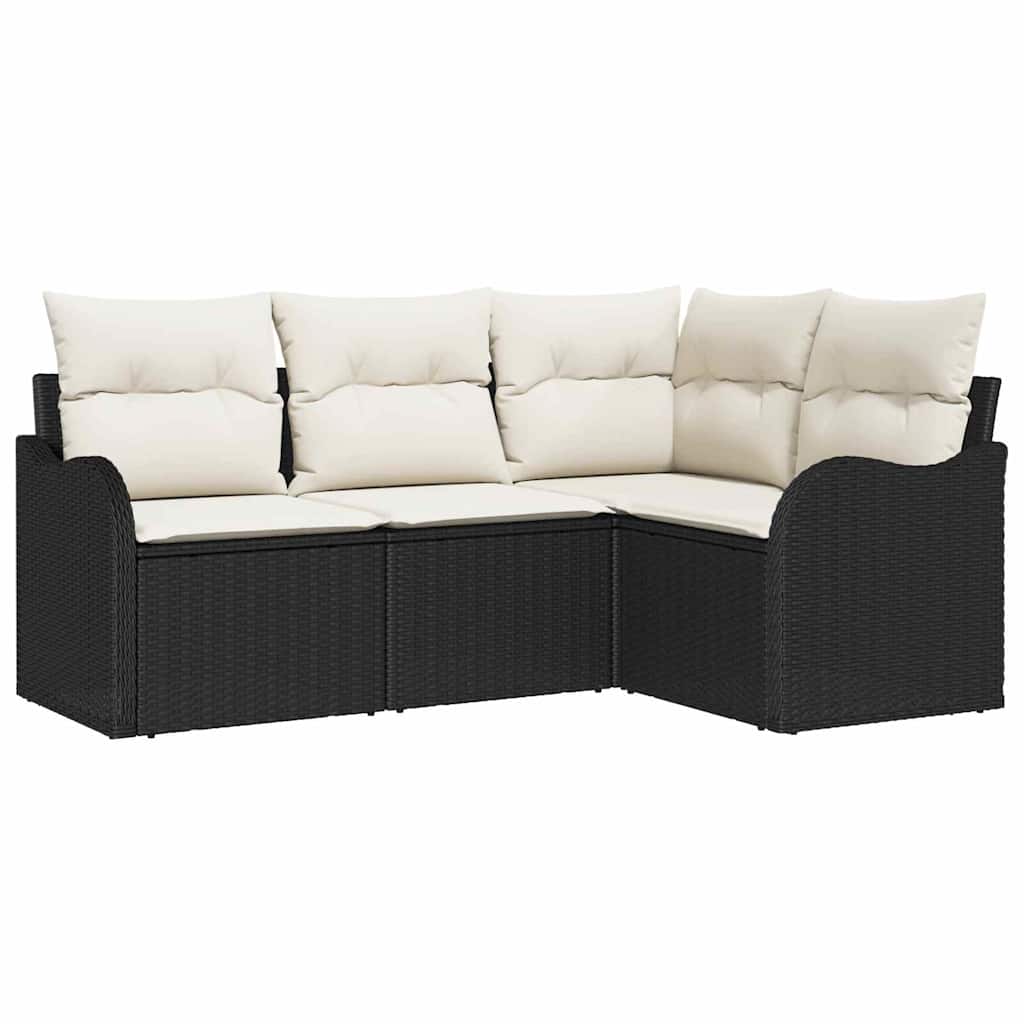 vidaXL Conjunto de Sofá de Jardim 4 pcs Preto vime PE