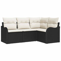 vidaXL Conjunto de Sofá de Jardim 4 pcs Preto vime PE