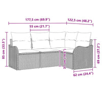 vidaXL Conjunto de Sofá de Jardim 4 pcs Preto vime PE