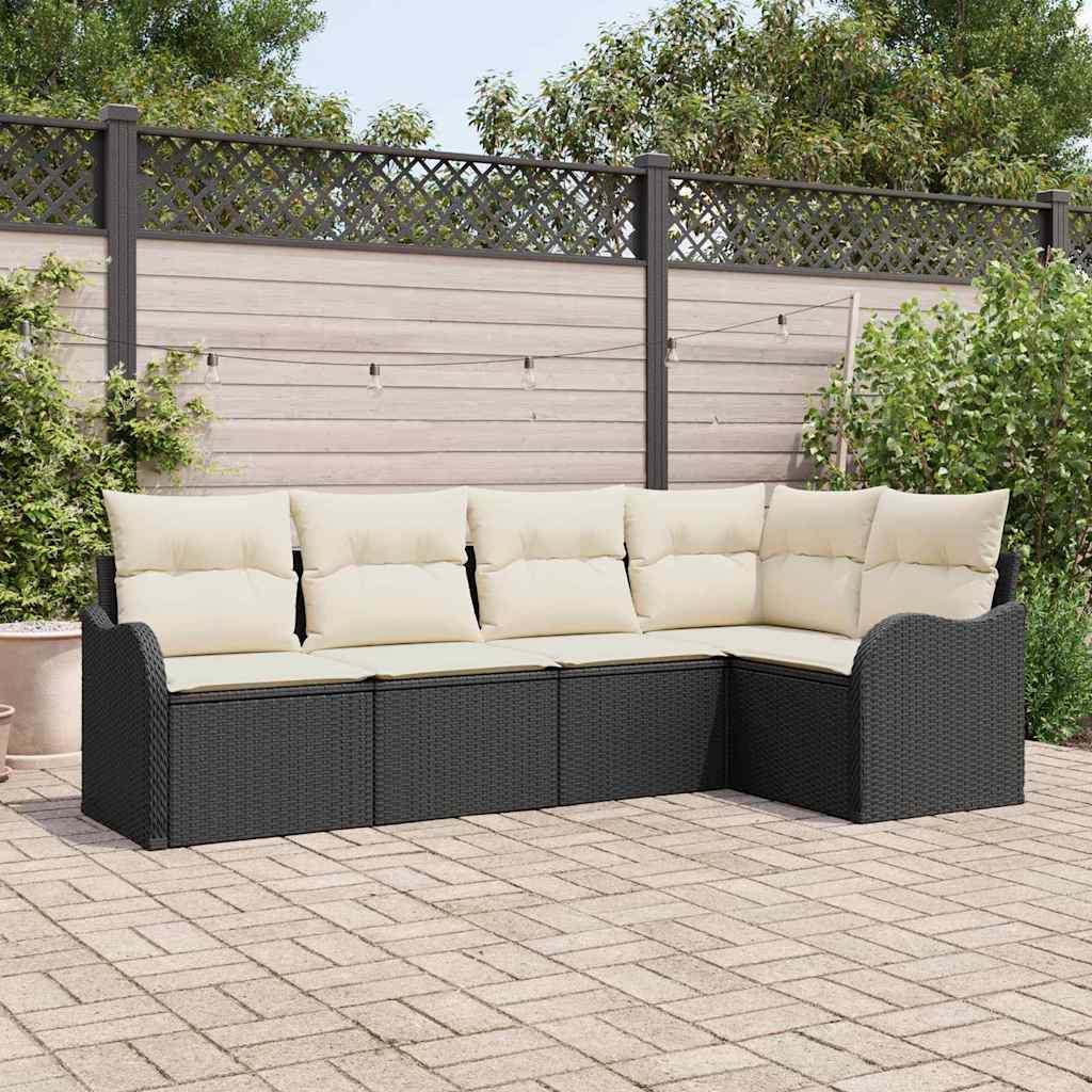 vidaXL Conjunto de Sofá de Jardim Preto vime PE