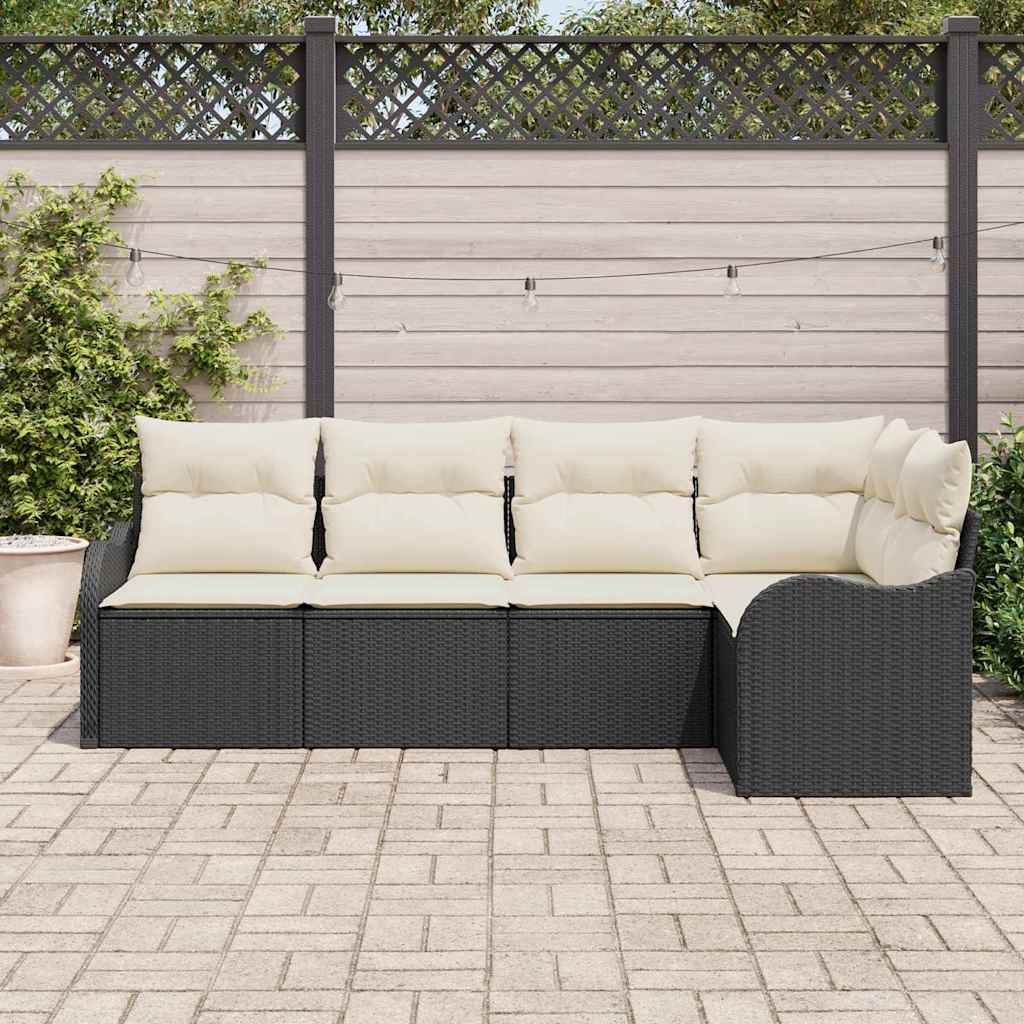 vidaXL Conjunto de Sofá de Jardim Preto vime PE