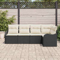 vidaXL Conjunto de Sofá de Jardim Preto vime PE