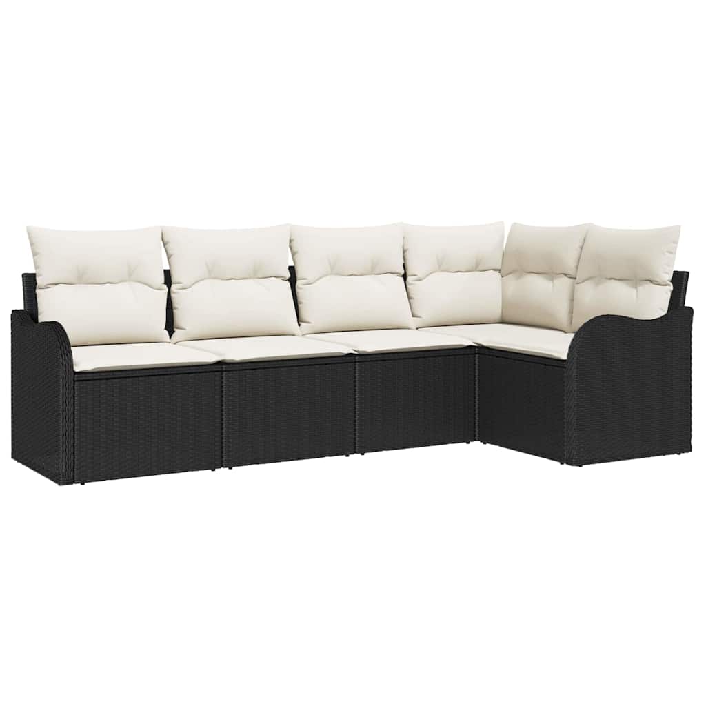vidaXL Conjunto de Sofá de Jardim Preto vime PE