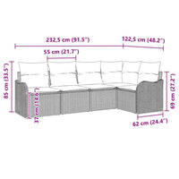 vidaXL Conjunto de Sofá de Jardim Preto vime PE