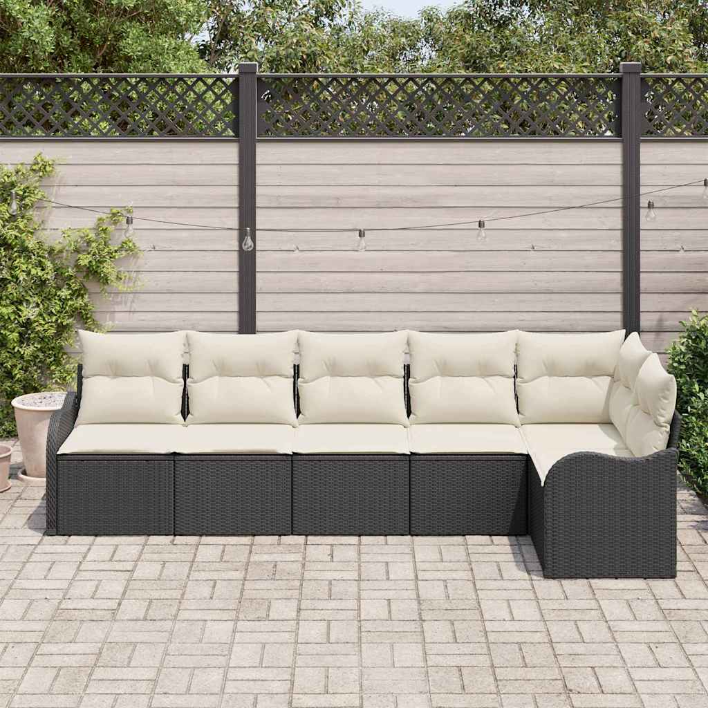vidaXL Conjunto de Sofá de Jardim Preto vime PE