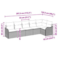 vidaXL Conjunto de Sofá de Jardim Preto vime PE