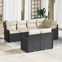 vidaXL Conjunto de Sofá de Jardim Preto vime PE