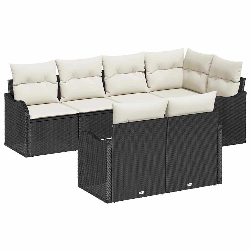 vidaXL Conjunto de Sofá de Jardim Preto vime PE