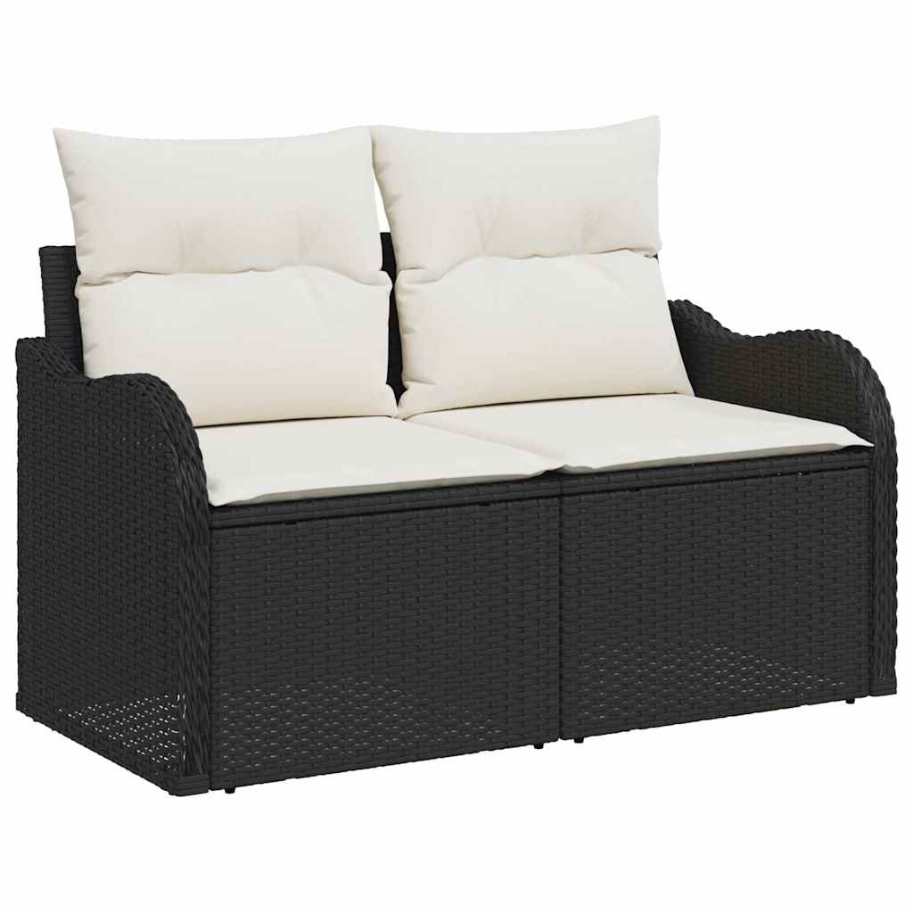 vidaXL Conjunto de Sofá de Jardim Preto vime PE