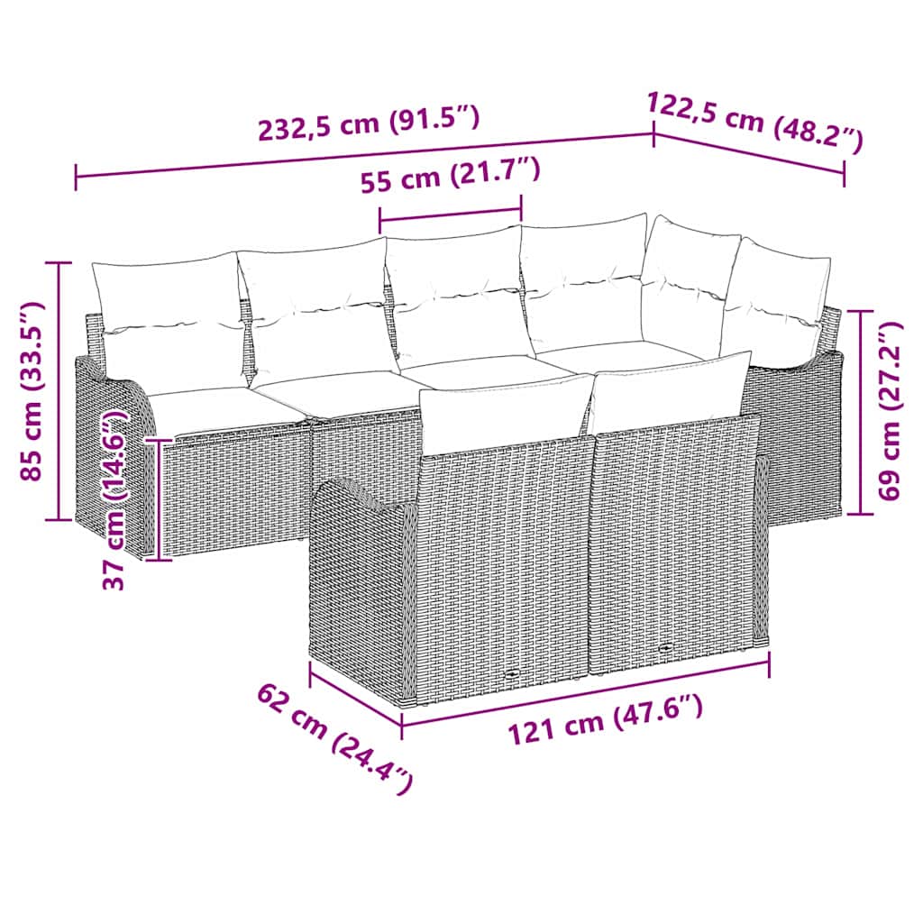 vidaXL Conjunto de Sofá de Jardim Preto vime PE