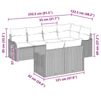 vidaXL Conjunto de Sofá de Jardim Preto vime PE